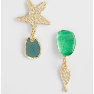 Chicos No Droop Mismatched Sea Glass Earrings New